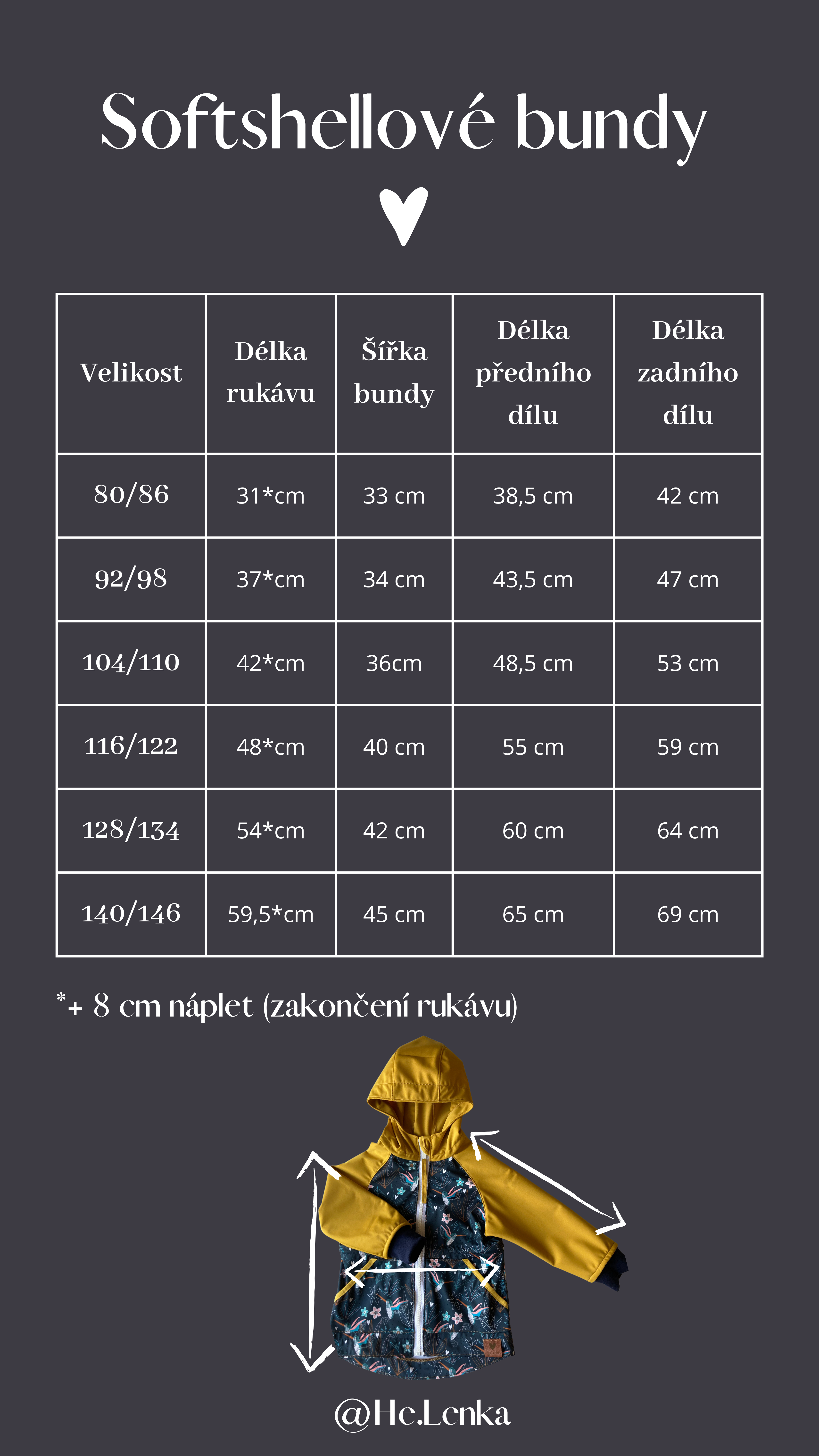 Tabulka nový softshell bunda 2